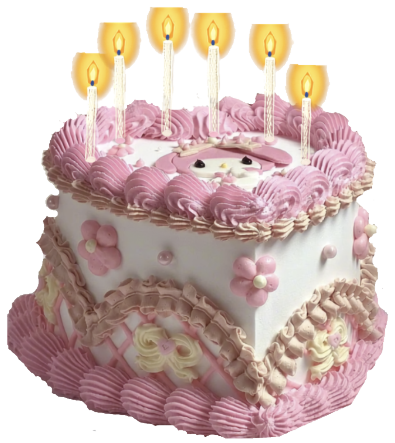 birthday cake with candles lit